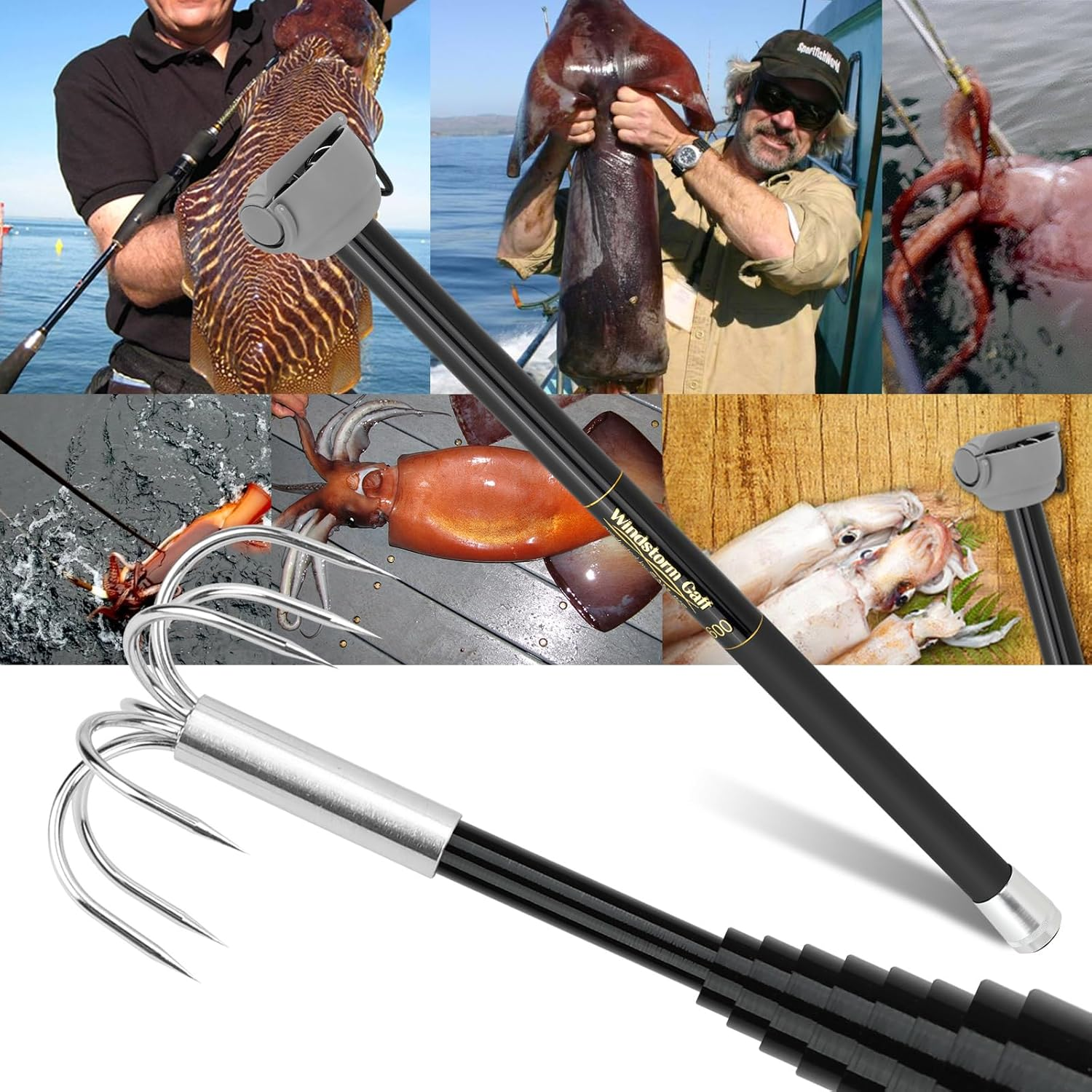 Carbon Fishing Rod - SANLIKE Fishing-Squid Gaff 3M/4M Stainless Steel