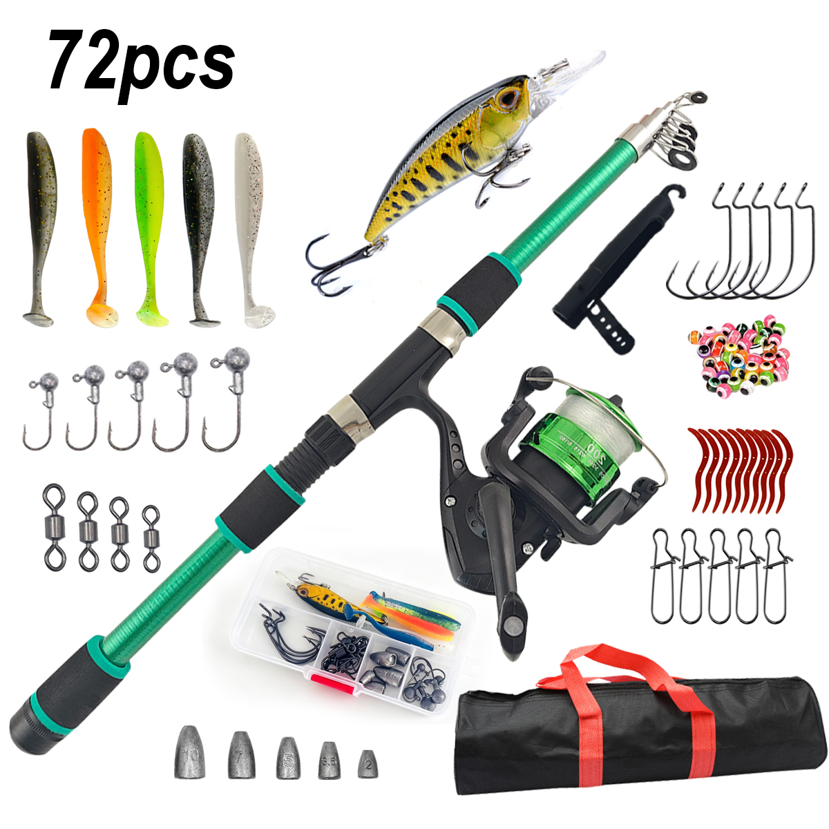Fishing Equipment Online - 72pcs Beginner Fishing Rod Reel Combo