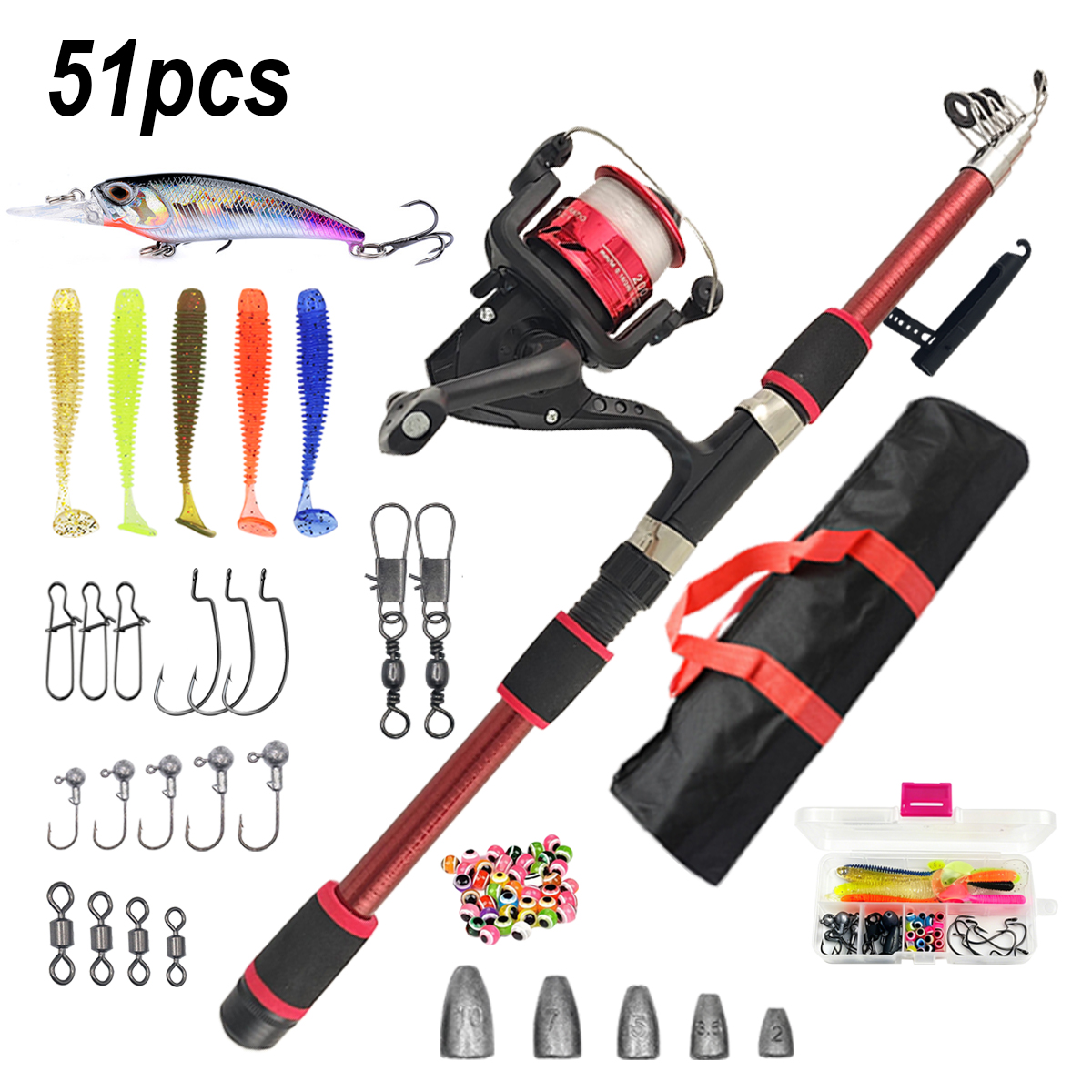 51pcs Beginner Fishing Rod Ree - огляд і ціна Fishing Equipment Online
